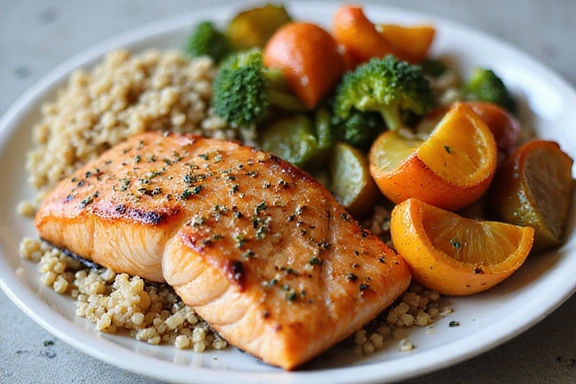 Imagen de un plato colorido de comida saludable