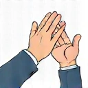 Ilustración de dos personas chocando las manos, simbolizando motivación y apoyo.