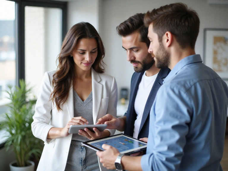 Nutricionista explicando un plan de alimentación a un cliente en una consulta personalizada.